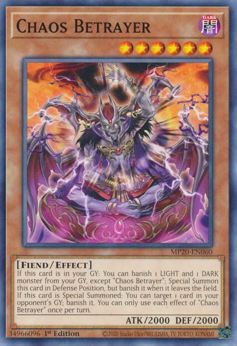 Chaos Betrayer MP20-EN060 card from 2020 Tin of Lost Memories