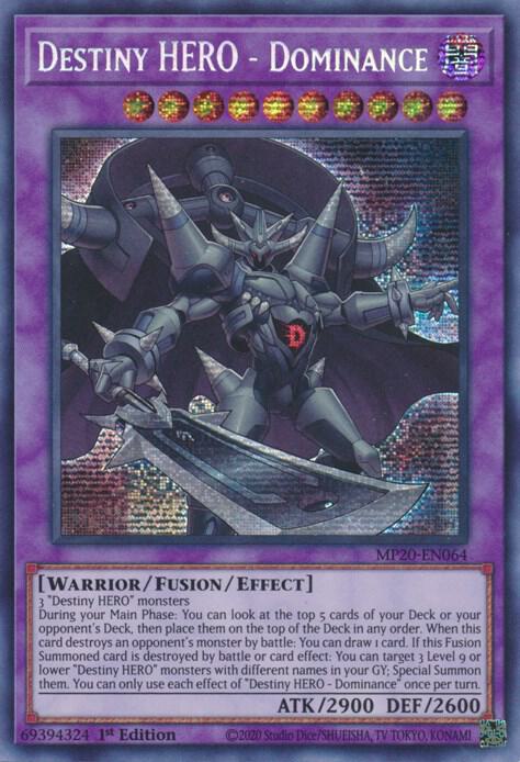 Destiny HERO - Dominance MP20-EN064 card from 2020 Tin of Lost Memories