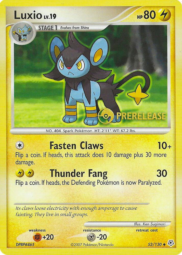 Luxio (Prerelease) 52/130 card from Nintendo Promos