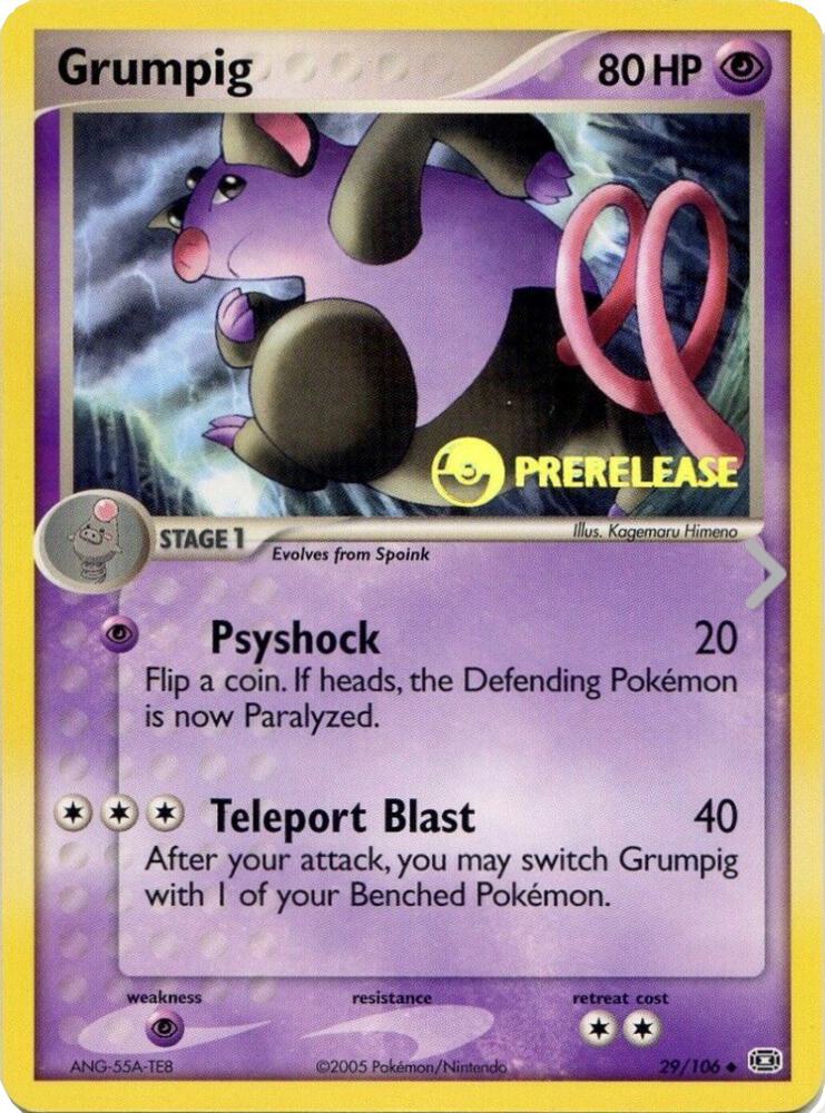 Grumpig (Prerelease) 29/106 card from Nintendo Promos