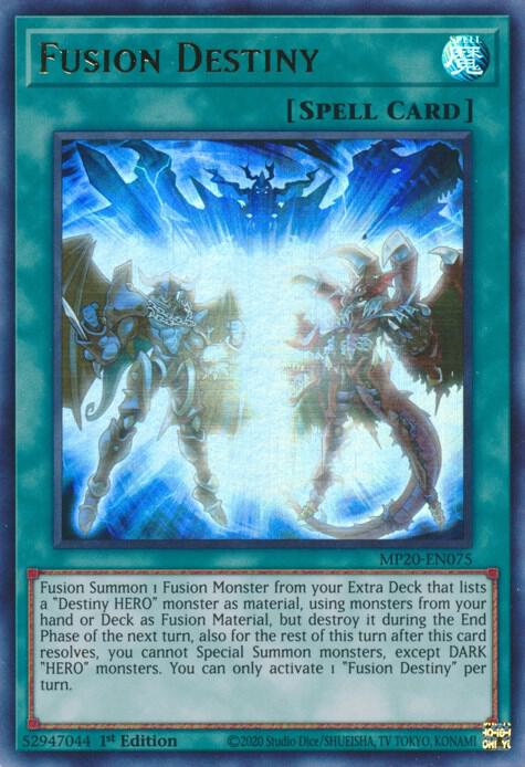 Fusion Destiny MP20-EN075 card from 2020 Tin of Lost Memories