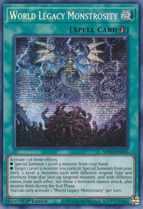 World Legacy Monstrosity MP20-EN076 card from 2020 Tin of Lost Memories