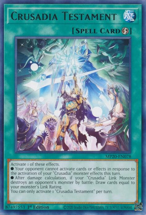 Crusadia Testament MP20-EN078 card from 2020 Tin of Lost Memories