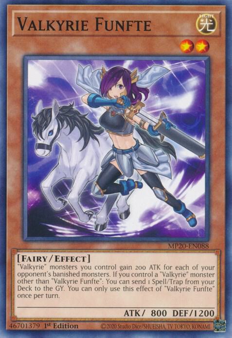 Valkyrie Funfte MP20-EN088 card from 2020 Tin of Lost Memories
