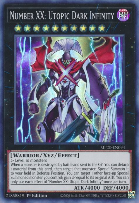 Number XX: Utopic Dark Infinity MP20-EN094 card from 2020 Tin of Lost Memories