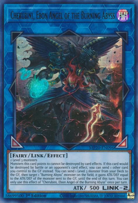 Cherubini, Ebon Angel of the Burning Abyss MP20-EN096 card from 2020 Tin of Lost Memories
