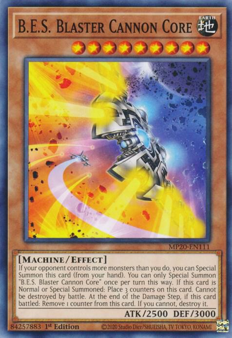 B.E.S. Blaster Cannon Core MP20-EN111 card from 2020 Tin of Lost Memories