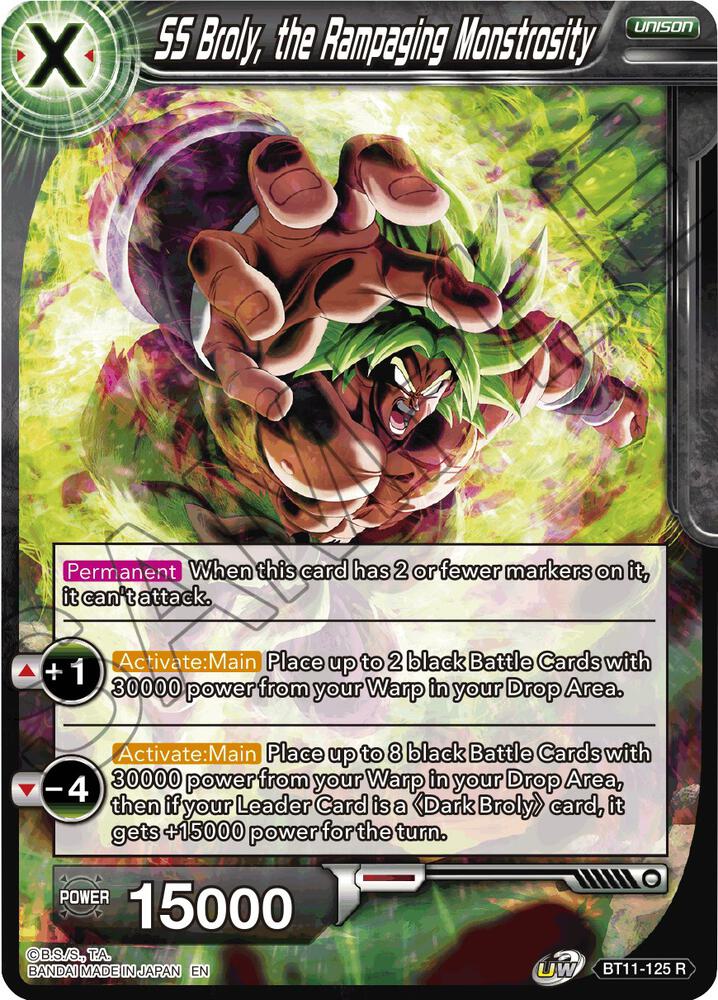 SS Broly, the Rampaging Monstrosity BT11-125 card from Vermilion Bloodline