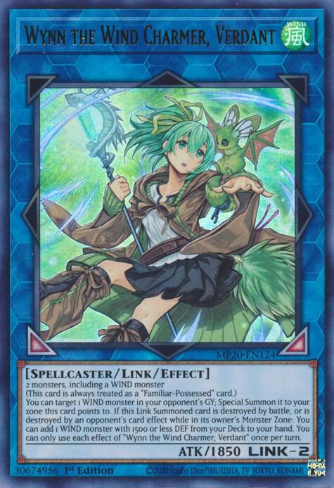 Wynn the Wind Charmer, Verdant MP20-EN124 card from 2020 Tin of Lost Memories