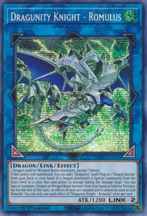Dragunity Knight - Romulus MP20-EN145 card from 2020 Tin of Lost Memories
