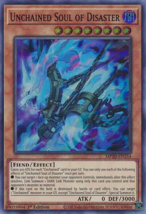 Unchained Soul of Disaster MP20-EN154 card from 2020 Tin of Lost Memories