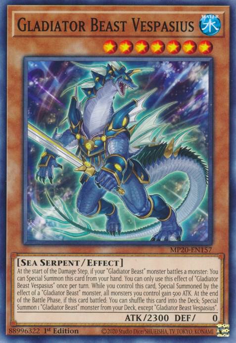 Gladiator Beast Vespasius MP20-EN157 card from 2020 Tin of Lost Memories