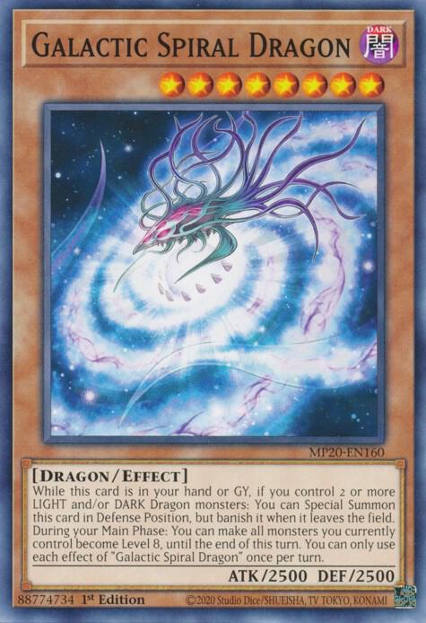 Galactic Spiral Dragon MP20-EN160 card from 2020 Tin of Lost Memories