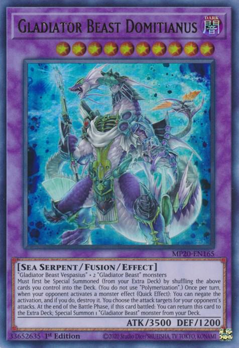 Gladiator Beast Domitianus MP20-EN165 card from 2020 Tin of Lost Memories