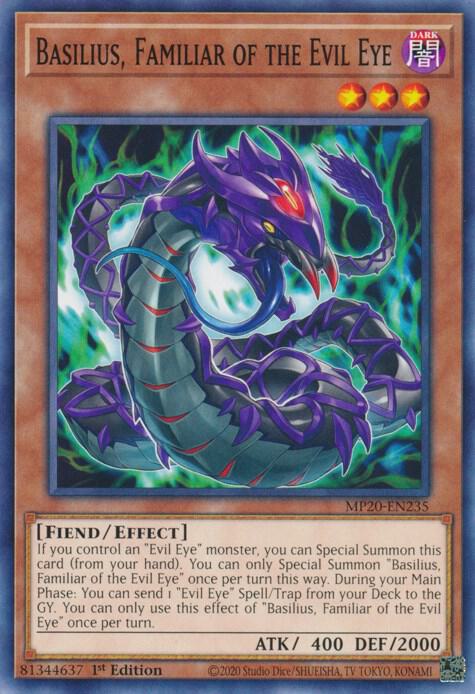 Basilius, Familiar of the Evil Eye MP20-EN235 card from 2020 Tin of Lost Memories