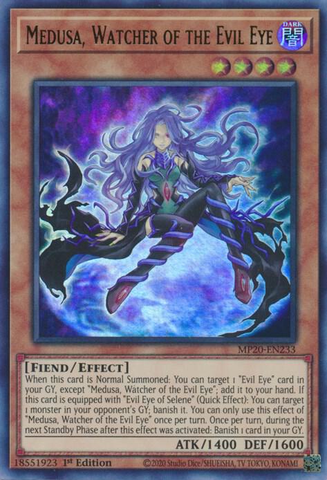Medusa, Watcher of the Evil Eye MP20-EN233 card from 2020 Tin of Lost Memories