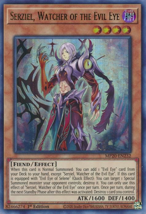 Serziel, Watcher of the Evil Eye MP20-EN232 card from 2020 Tin of Lost Memories