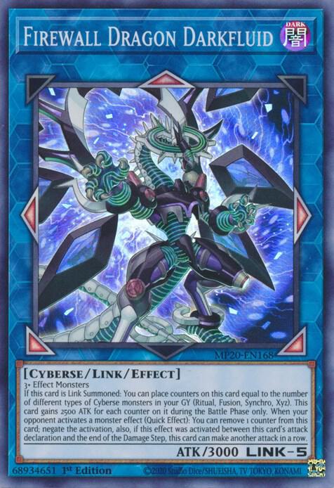 Firewall Dragon Darkfluid MP20-EN168 card from 2020 Tin of Lost Memories