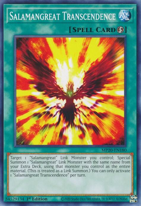 Salamangreat Transcendence MP20-EN180 card from 2020 Tin of Lost Memories