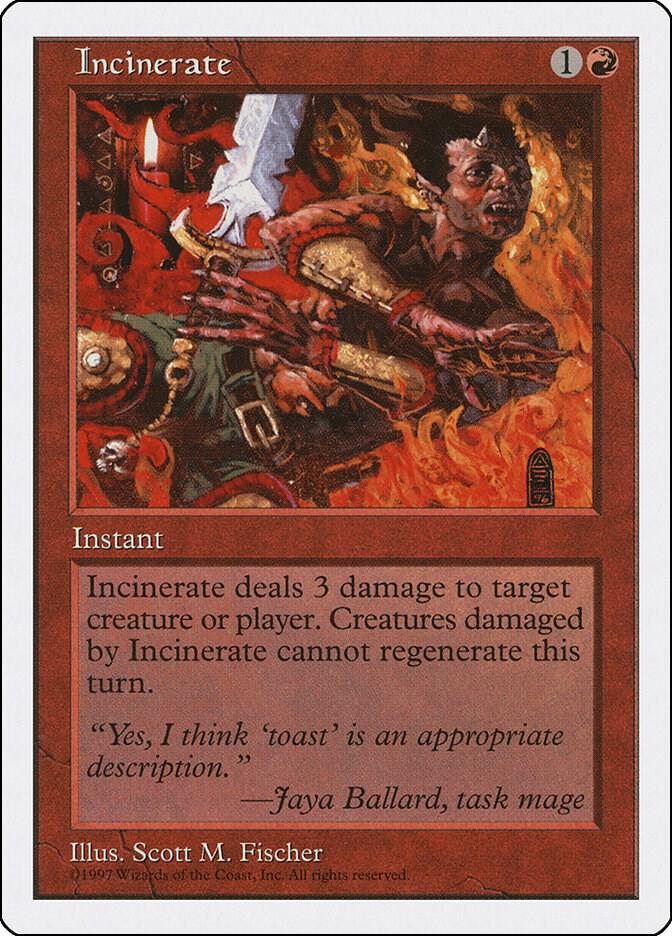 Incinerate card from Fifth Edition