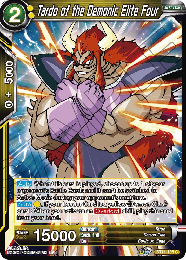 Tardo of the Demonic Elite Four BT11-108 card from Vermilion Bloodline