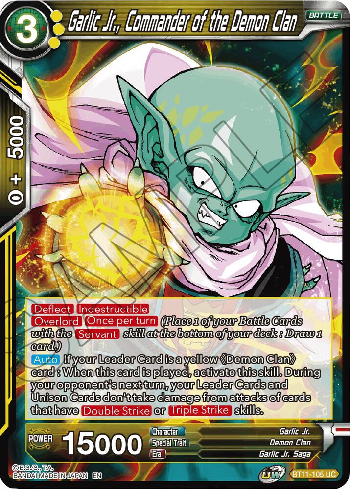 Garlic Jr., Commander of the Demon Clan BT11-105 card from Vermilion Bloodline