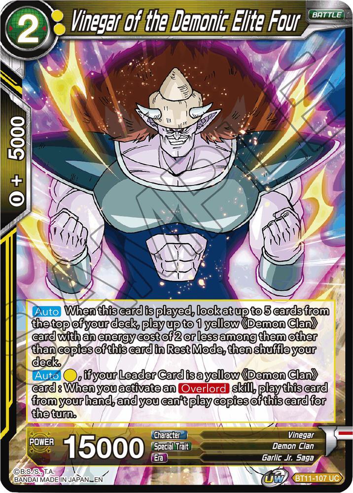 Vinegar of the Demonic Elite Four BT11-107 card from Vermilion Bloodline