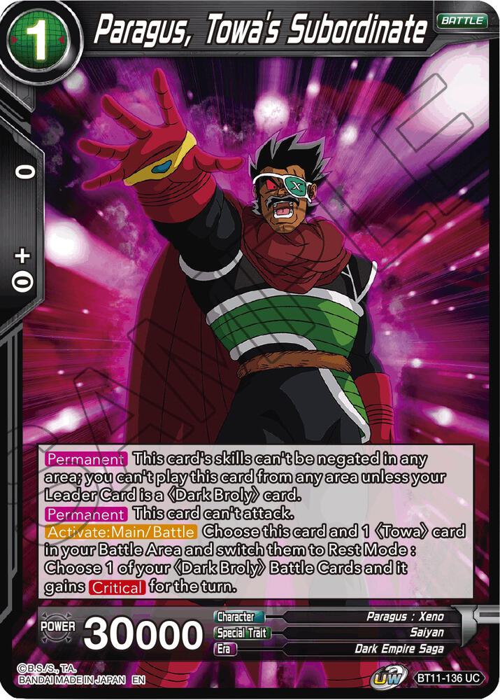 Paragus, Towa's Subordinate BT11-136 card from Vermilion Bloodline