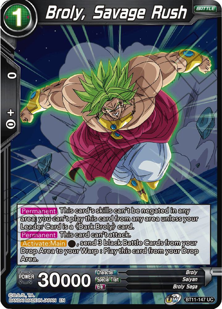 Broly, Savage Rush BT11-147 card from Vermilion Bloodline