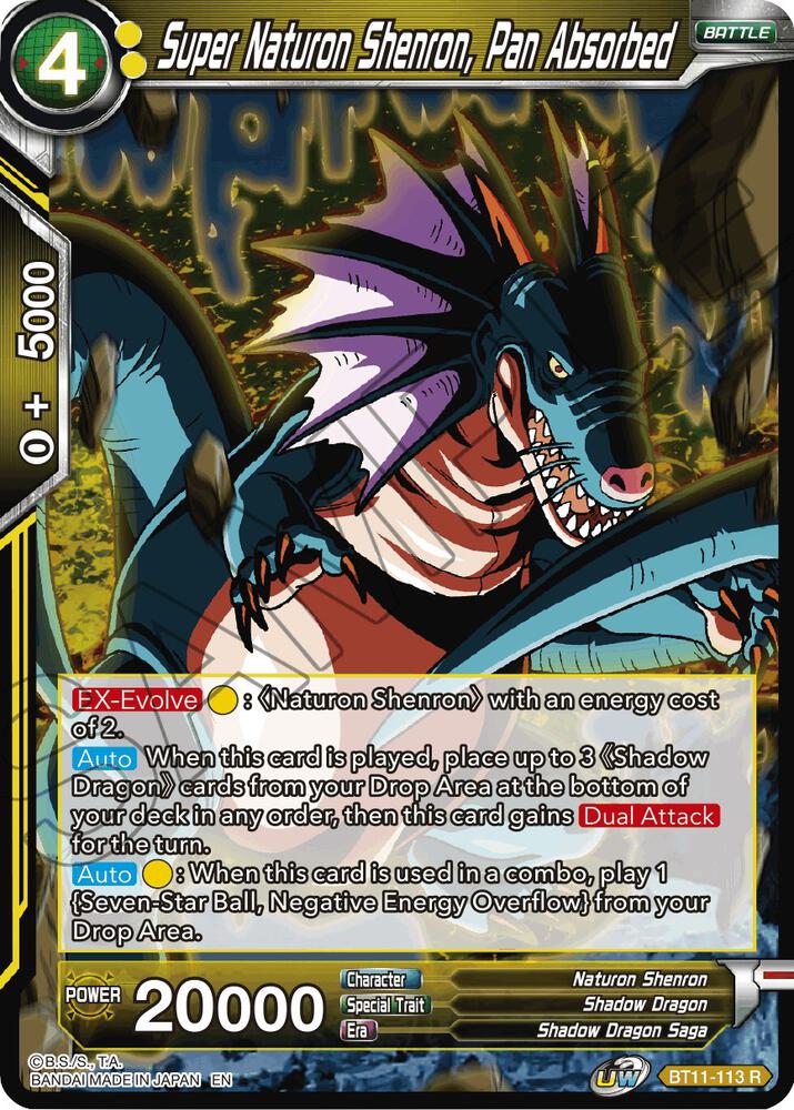 Super Naturon Shenron, Pan Absorbed BT11-113 card from Vermilion Bloodline