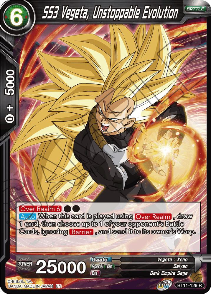 SS3 Vegeta, Unstoppable Evolution BT11-129 card from Vermilion Bloodline
