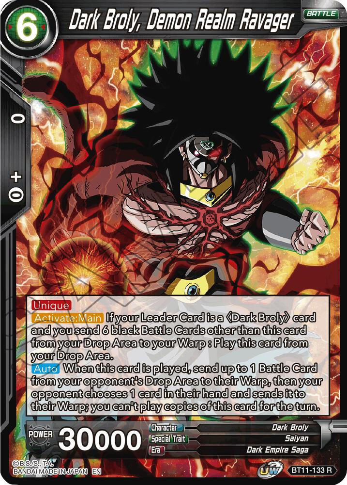 Dark Broly, Demon Realm Ravager BT11-133 card from Vermilion Bloodline