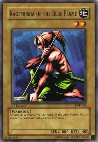 Kagemusha of the Blue Flame LOB-028 card from The Legend of Blue Eyes White Dragon
