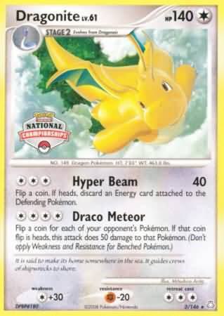 Dragonite - 2/146 (National Championships) 002/146 card from League & Championship Cards