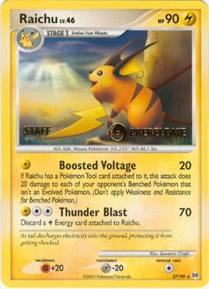 Raichu (Prerelease) [Staff] 27/99 card from Nintendo Promos