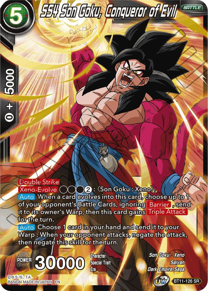 SS4 Son Goku, Conqueror of Evil BT11-126 card from Vermilion Bloodline