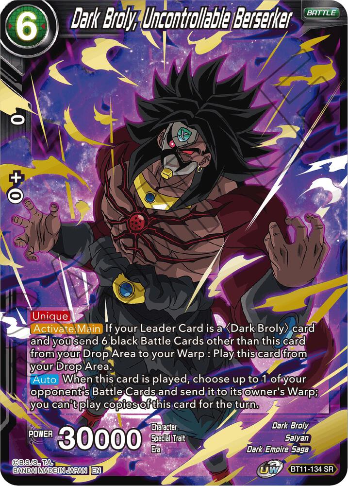 Dark Broly, Uncontrollable Berserker BT11-134 card from Vermilion Bloodline