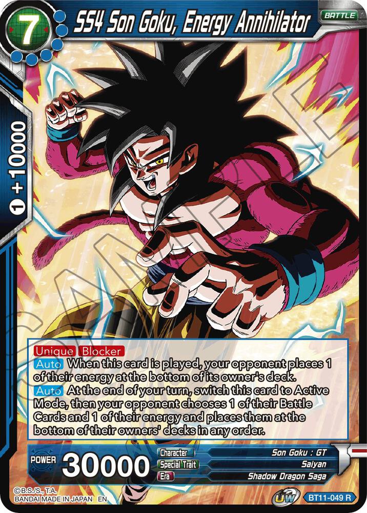 SS4 Son Goku, Energy Annihilator BT11-049 card from Vermilion Bloodline