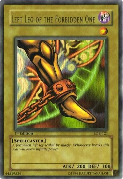 Left Leg of the Forbidden One LOB-121 card from The Legend of Blue Eyes White Dragon