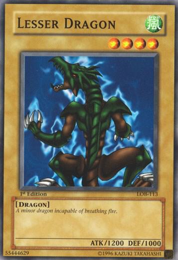 Lesser Dragon LOB-113 card from The Legend of Blue Eyes White Dragon