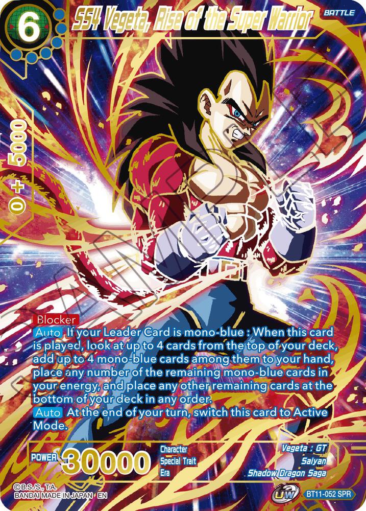 SS4 Vegeta, Rise of the Super Warrior (SPR) BT11-052 card from Vermilion Bloodline