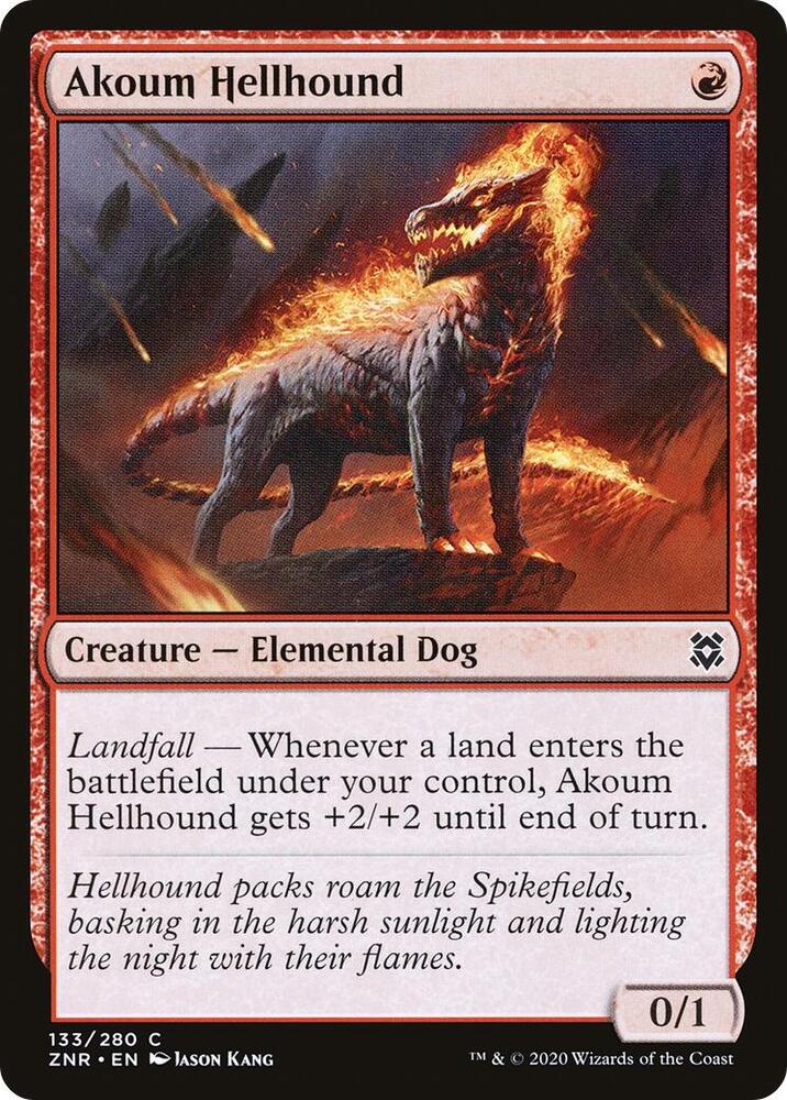 Akoum Hellhound 133 card from Zendikar Rising
