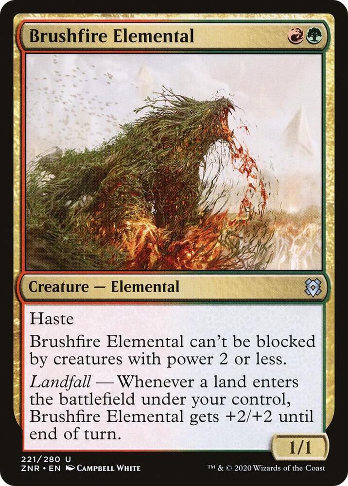 Brushfire Elemental 221 card from Zendikar Rising