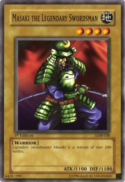 Masaki the Legendary Swordsman LOB-038 card from The Legend of Blue Eyes White Dragon
