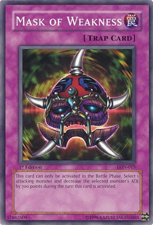 Mask of Weakness LON-015 card from Labyrinth of Nightmare