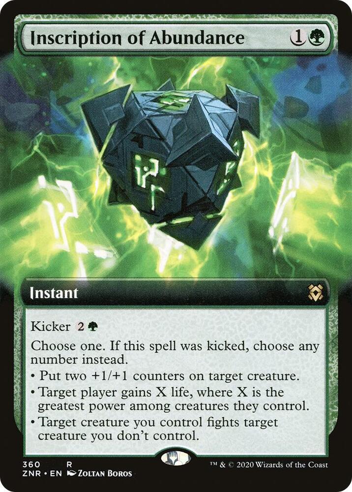 Inscription of Abundance (Extended Art) 360 card from Zendikar Rising
