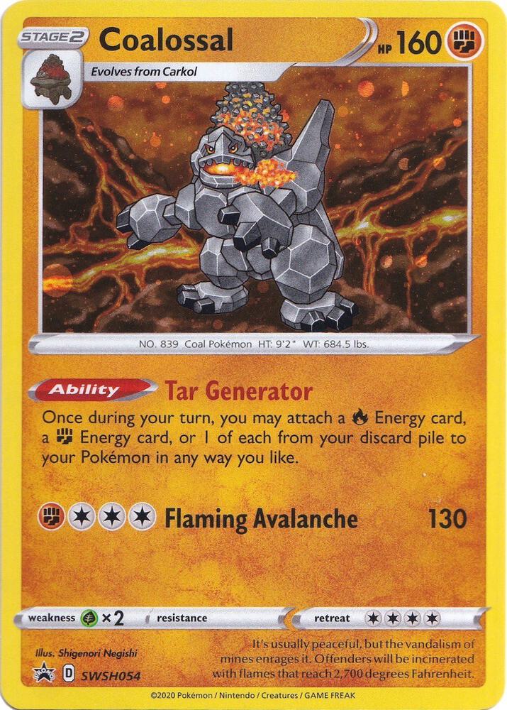 Coalossal SWSH054 card from SWSH: Sword & Shield Promo Cards