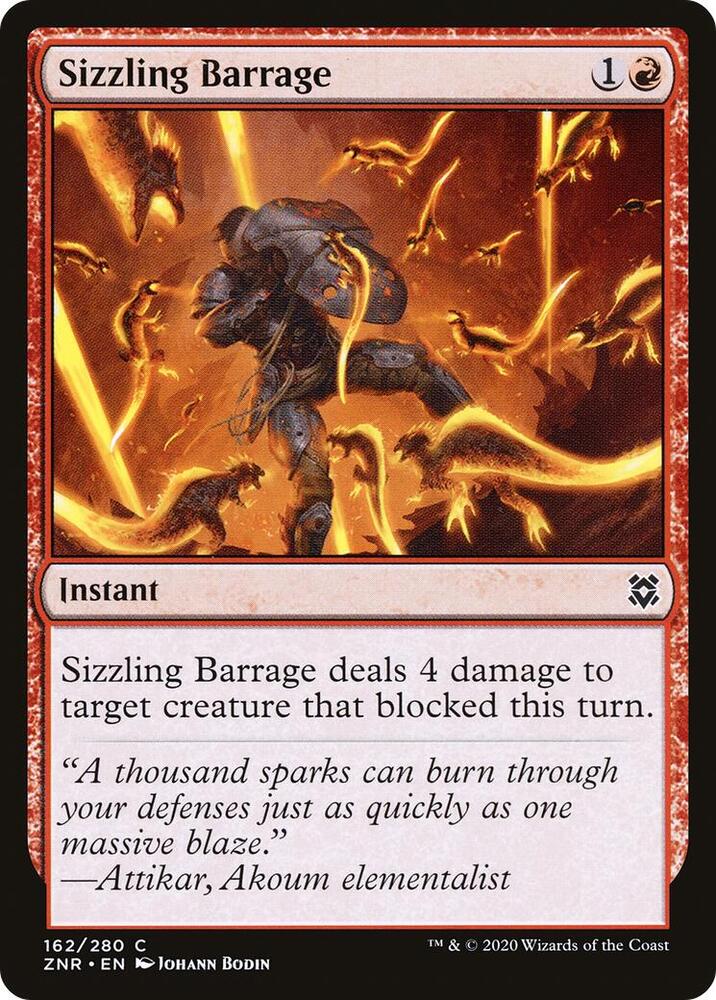 Sizzling Barrage 162 card from Zendikar Rising