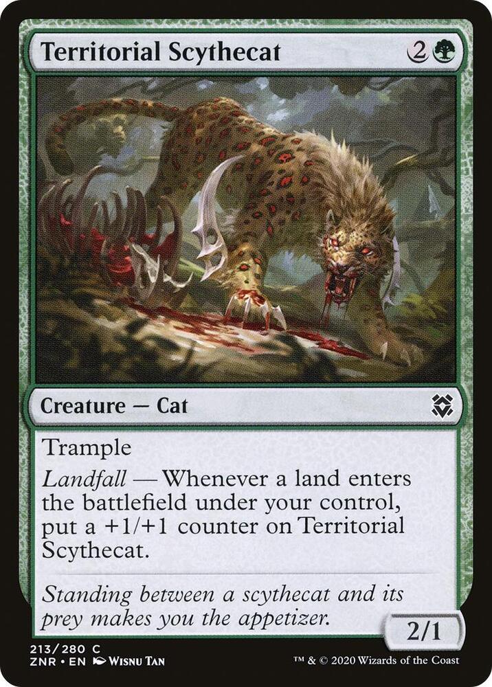 Territorial Scythecat 213 card from Zendikar Rising