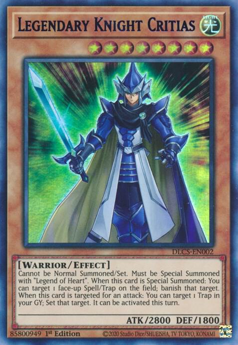 Legendary Knight Critias (Green) DLCS-EN002 card from Dragons of Legend: The Complete Series